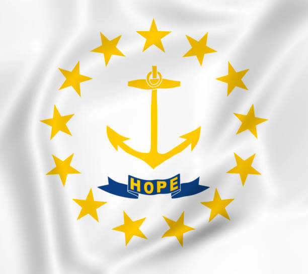 istock Illustration waving state Flag of Rhode Island 1427527624