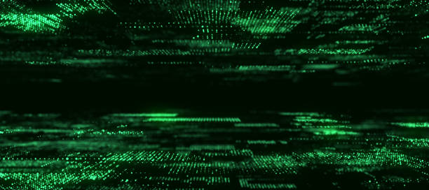istock Abstract digital background with matrix. Science backdrop of many particles. Big data visualization. 3d rendering. 1427528122