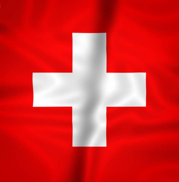 istock Illustration waving state flag of Switzerland 1427529824