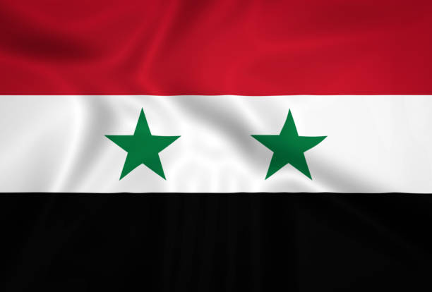 istock Illustration waving state flag of Syria 1427529858