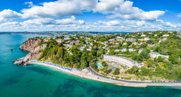Meadfoot beachfront and coastline in Torquay Meadfoot beachfront and coastline in Torquay Devon stock pictures, royalty-free photos & images