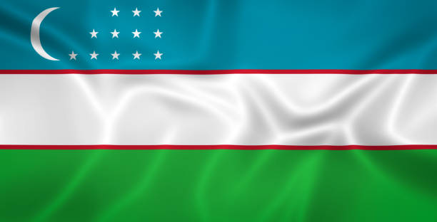istock Illustration waving state flag of Uzbekistan 1427531205
