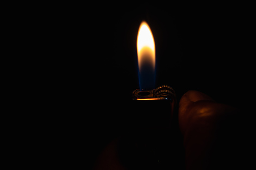 the flame of a gas lighter