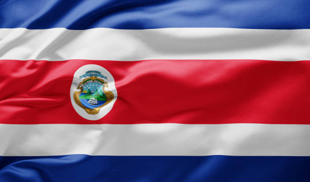 Waving national flag of Costa Rica stock photo