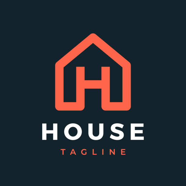 Letter H logo template. House shape logotype. Vector icon. letter h stock illustrations