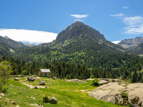 Refuge in Aiguestortes and Estany Sant Maurici National Park, in the Catalan Pyrenees, Spain