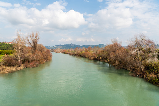 Koprucay river near Aspendos ancient site in Antalya province of Turkey.