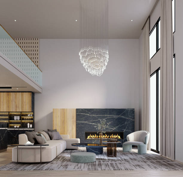 istock 3d rendering,3d illustration, Interior Scene and  Mockup,living room,large sofa,white tone and light wood grain,wall decoration. 1427545492