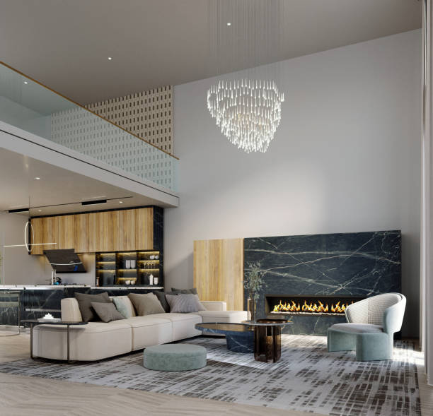 istock 3d rendering,3d illustration, Interior Scene and  Mockup,living room,large sofa,white tone and light wood grain,wall decoration. 1427545496