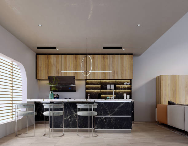 istock 3d rendering,3d illustration, Interior Scene and  Mockup,dining room and kitchen, 1427545510