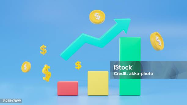 Money Float Chart 3d Bar Chart Money Saving Illustration With Colored Bars And Increasing ...