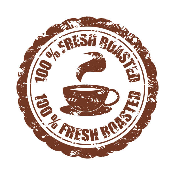 ilustrações, clipart, desenhos animados e ícones de café torrado fresco, carimbo de textura de borracha com xícara de aromy - latté coffee coffee shop art