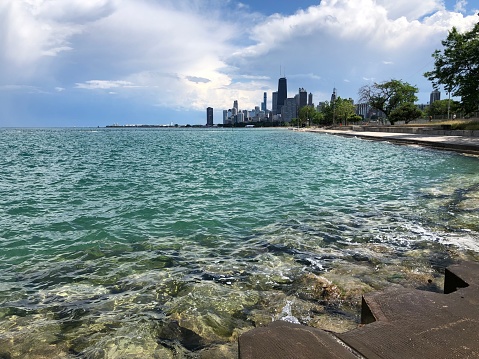 Blue Lake Michigan with Chicago