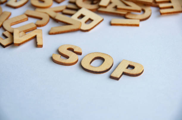 istock Standard operating procedures wooden text on while cover background. Social distancing concept 1427554970