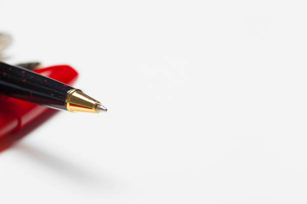 different colors pens isolated on the white background