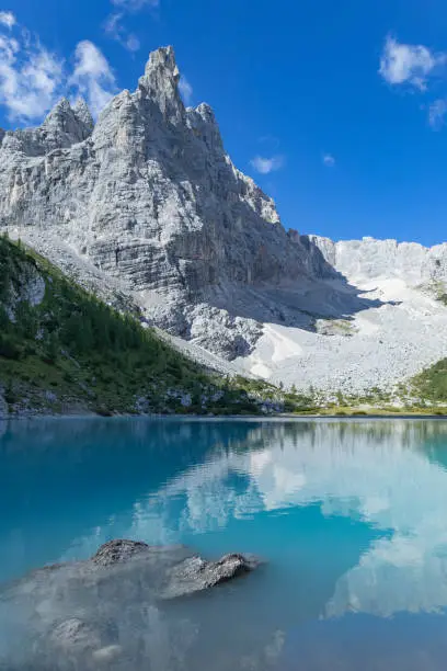View of Lake Sorapis, Dolomites, Italy