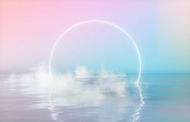 istock Abstract Winter scene with a podium on pastel color background. 1427566815