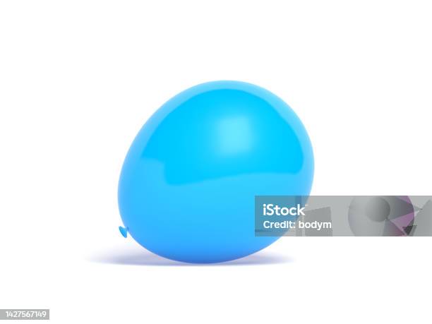 Blue Balloon Isolated On White Background Stock Photo - Download Image Now - Balloon, Single Object, White Background