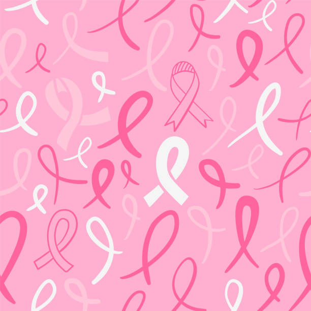 ilustrações, clipart, desenhos animados e ícones de fundo de rabisco de fita rosa do câncer de mama - outubro rosa