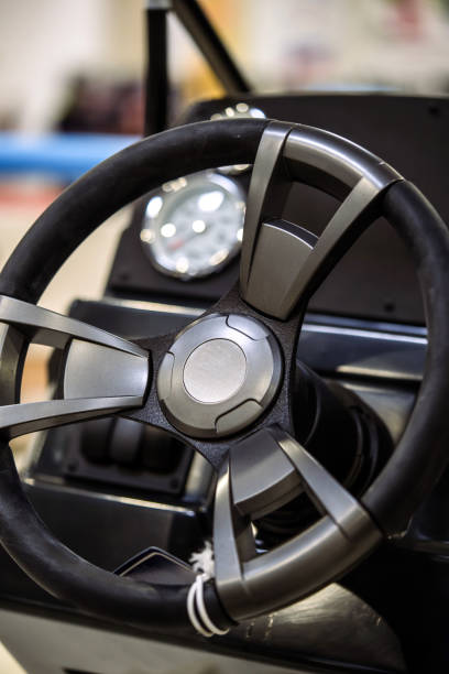 istock Steering wheel and dashboard of a motor boat. 1427569320
