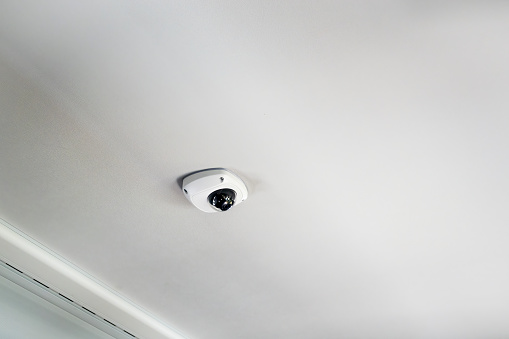 Surveillance cameras on the ceiling