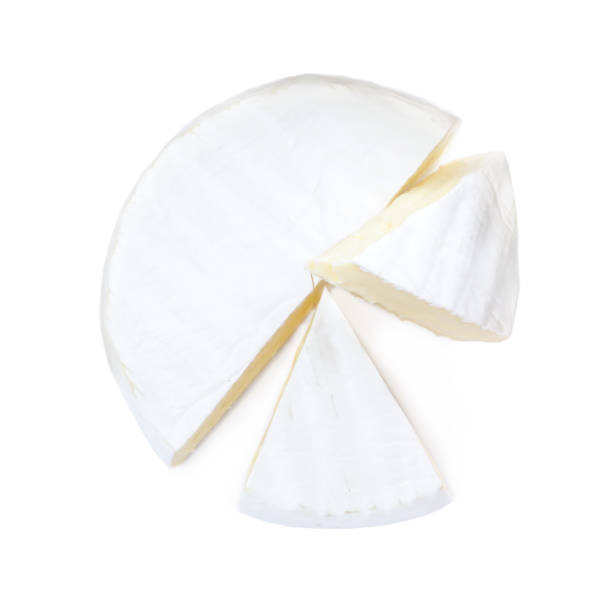 istock Tasty cut brie cheese on white background, top view 1427569407