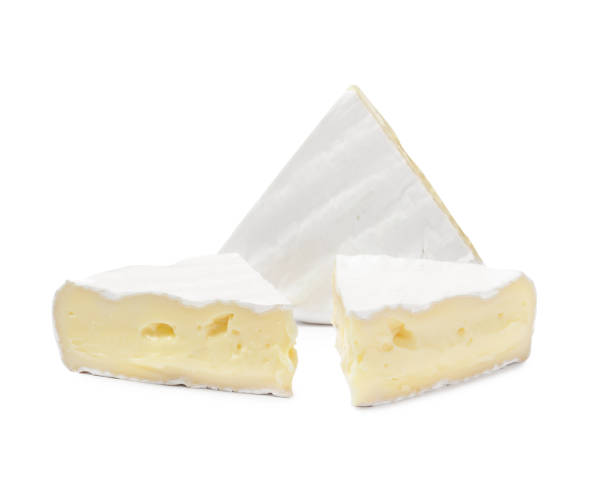istock Tasty cut brie cheese on white background 1427569511