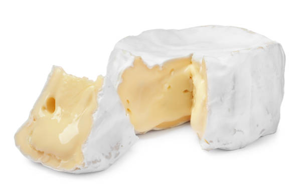 istock Tasty cut brie cheese on white background 1427569993
