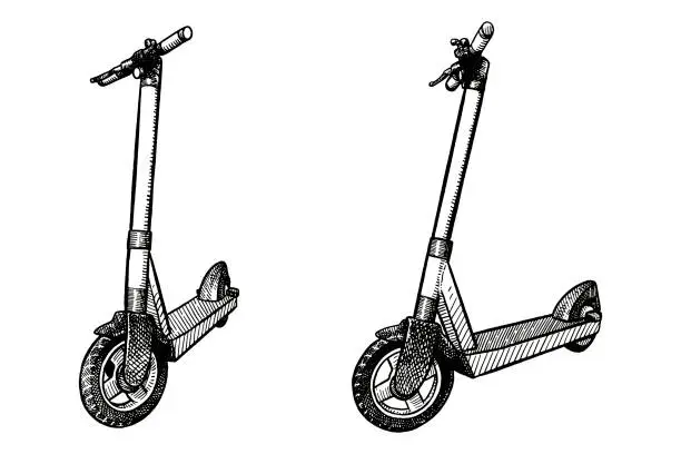 Vector illustration of Vector drawing of an electric scooter