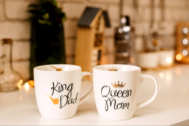 istock Two white cups stand on the Christmas table in the kitchen 1427574232