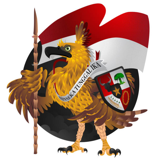 ilustrações de stock, clip art, desenhos animados e ícones de javan hawk eagle garuda pancasila symbol of indonesia country. pancasila birthday - garuda