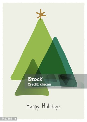istock Holiday Card with Christmas Trees. 1427583114