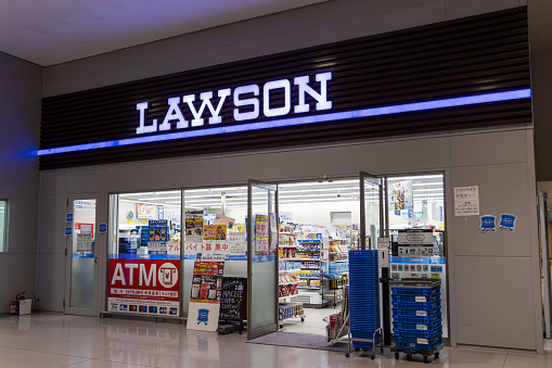 Osaka, Japan - August 14, 2022 : General view of the Lawson convenience store in Kansai International Airport, Osaka, Japan.