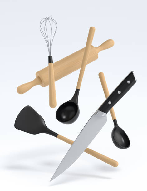 istock Wooden kitchen utensils, tools and equipment on white background. 1427590789