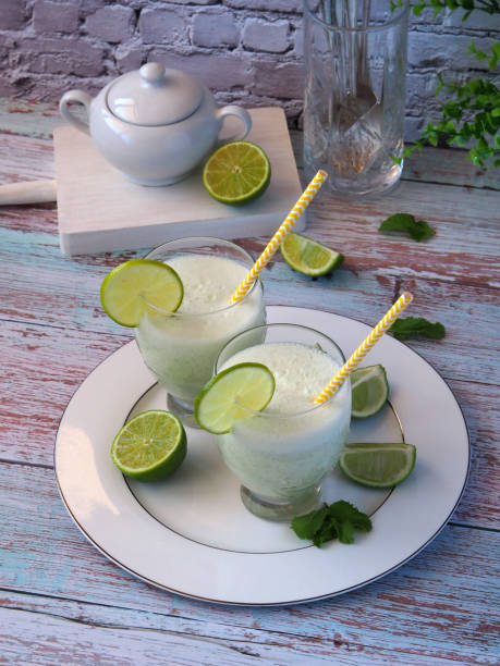 istock Trendy summer smoothies. Creamy brazilian lemonade 1427592111