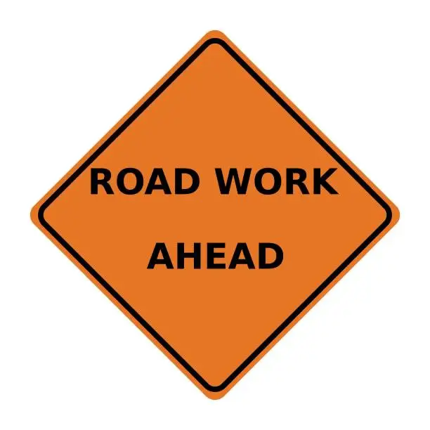 Vector illustration of Road work ahead sign of the construction site