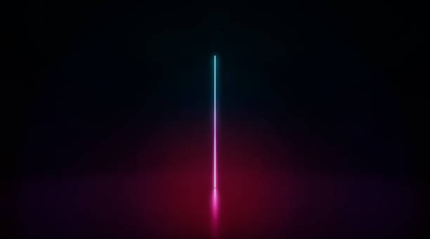 istock Neon colored glowing line stand in darkness 1427595796