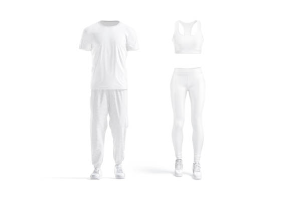 istock Blank white men and women sport uniform mockup, isolated 1427597009