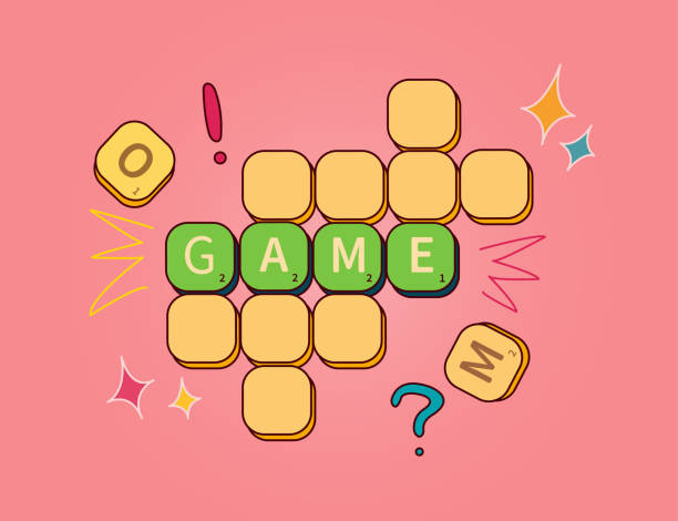 word game word game with tiles on a game board, crossword crossword stock illustrations