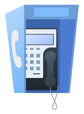 City payphone - modern flat design style single isolated object. Neat detailed image of public means of communication. Call long distance, on the street, negotiation booth, urban style idea