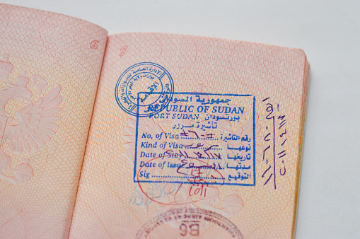 Page of a real foreign passport of a citizen of the Russian Federation with a Sudan visa