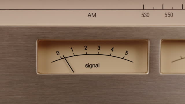 Vintage Stereo Analog Radio Tuner. Retro Vintage Radio Dial Tuning.