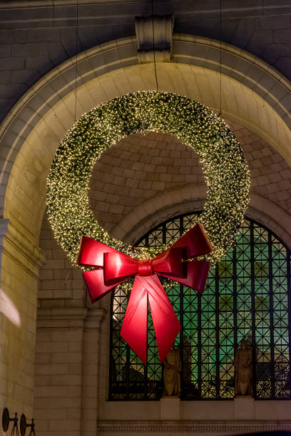 istock Illuminated Christmas wreath at Union Station 1427610186