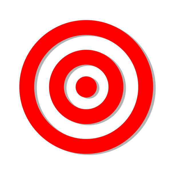 vektorillustration für das rote geschäftsziel im flachen stil - archery target sport sport computer icon stock-grafiken, -clipart, -cartoons und -symbole