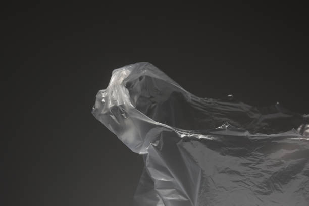 istock Plastic bag with handles on a black background 1427615948