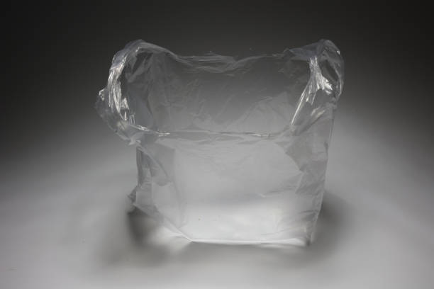 istock Plastic bag with handles on a black background 1427615951