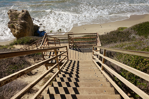 Aerial view of the stairs leading down to the beach