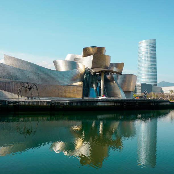Bilbao, Spain - 15th April 2016. The Guggenheim museum building in Bilbao, Spain. It was designed by Frank Ghery and it's become a symbol of Bilbao, the largest city in the Basque Country.