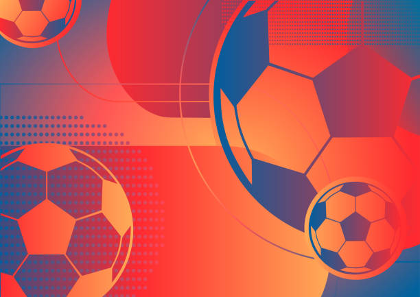 ilustrações, clipart, desenhos animados e ícones de fundo brilhante esportivo com bolas de futebol e cores gradientes. ilustração vetorial - 3281