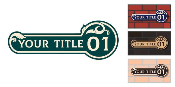 Addressable figured plate with a street number for residential and non-residential premises, houses, shops, cafes. Different colors pattern, isolated vector